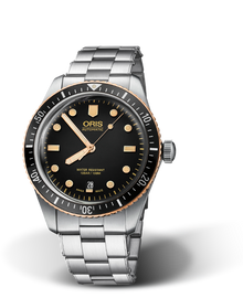 Divers Sixty-Five, 40.00 mm, Black, Stainless steel Strap, Stainless steel screw-in security crown, Multi-piece stainless steel/bronze case, minutes scale top ring