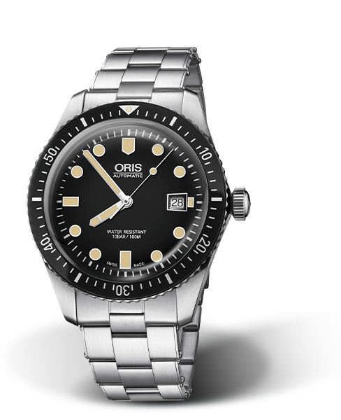 Divers Sixty-Five, 42.00 mm, Black, Stainless steel Strap, Stainless steel screw-in security crown, Multi-piece stainless steel case, minutes scale top ring