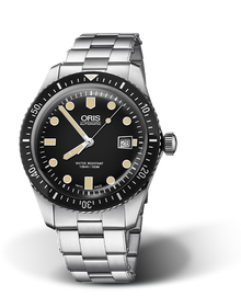 Divers Sixty-Five, 42.00 mm, Black, Stainless steel Strap, Stainless steel screw-in security crown, Multi-piece stainless steel case, minutes scale top ring
