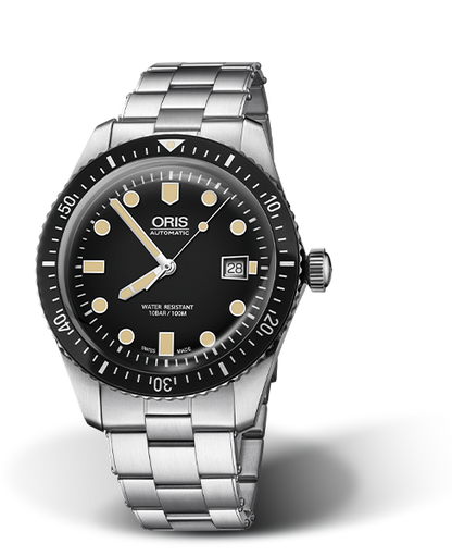 Divers Sixty-Five, 42.00 mm, Black, Stainless steel Strap, Stainless steel screw-in security crown, Multi-piece stainless steel case, minutes scale top ring