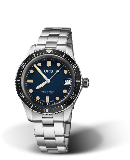 Divers Sixty-Five, 36.00 mm, Blue, Stainless steel Strap, Stainless steel screw-in security crown, Multi-piece stainless steel case, minutes scale top ring