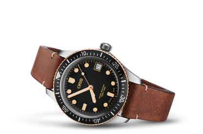 Divers Sixty-Five, Black, Leather Strap