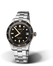 Divers Sixty-Five, 36.00 mm, Black, Stainless steel Strap, Stainless steel screw-in security crown, Multi-piece stainless steel/bronze case, minutes scale top ring