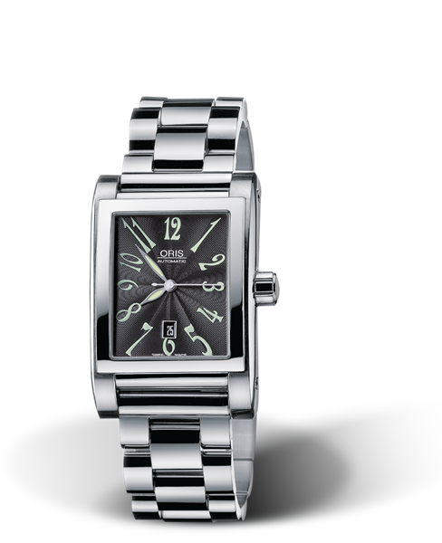 Rectangular Date 2002, 24.00 x 36mm, Black, Stainless steel Strap, Stainless steel crown, Multi-piece stainless steel case