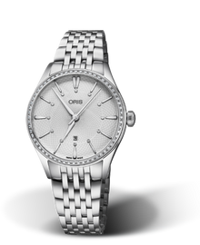 Artelier Date Diamonds, 33mm, Grey, Stainless steel Strap, Stainless steel crown, Multi-piece stainless steel case, set with 60 Top Wesselton G, VS 1 diamonds (0,27 ct.)