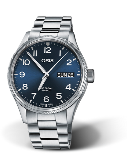 Big Crown ProPilot Big Day Date, 45mm, Blue, Stainless steel Strap, Stainless steel screw-in security crown, Multi-piece stainless steel case