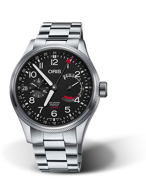 Big Crown ProPilot Calibre 114, 44mm, Black, Stainless steel Strap, Stainless steel screw-in security crown, Multi-piece stainless steel case