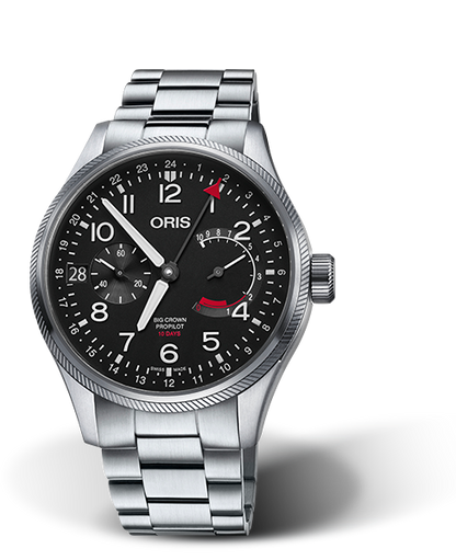 Big Crown ProPilot Calibre 114, 44mm, Black, Stainless steel Strap, Stainless steel screw-in security crown, Multi-piece stainless steel case