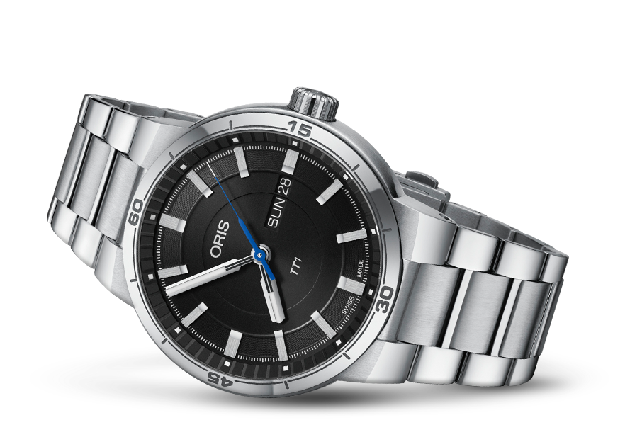 TT1 Day Date, Black, Stainless steel Strap