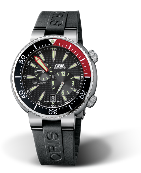 Regulateur â€œDer Meistertaucherâ€?, 44.00 mm, Black, Rubber Strap, Titanium screw-in security crown and Helium valve, Multi-piece titanium case, minutes scale top ring