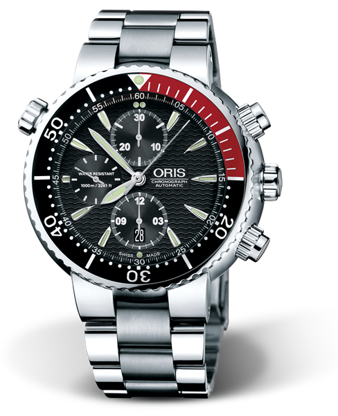 Divers Titan Chronograph, 47.00 mm, Black, Titanium Strap, Stainless steel screw-in security crown, screw-in pushers and Helium valve, Multi-piece titanium case, minutes scale top ring