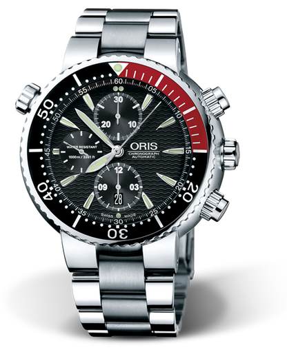 Divers Titan Chronograph, 47.00 mm, Black, Titanium Strap, Stainless steel screw-in security crown, screw-in pushers and Helium valve, Multi-piece titanium case, minutes scale top ring