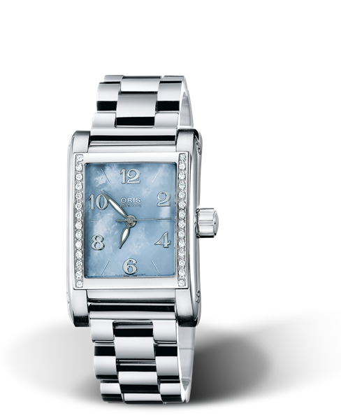 Rectangular Diamonds, 24.00 x 36mm, Blue, Stainless steel Strap, Stainless steel crown, Multi-piece stainless steel case, set with 28 Top Wesselton G, VVS 2 diamonds (0,19 ct.)