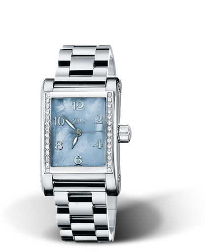 Rectangular Diamonds, 24.00 x 36mm, Blue, Stainless steel Strap, Stainless steel crown, Multi-piece stainless steel case, set with 28 Top Wesselton G, VVS 2 diamonds (0,19 ct.)