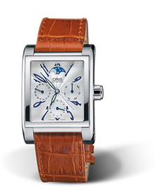 Rectangular Complication 2002, 33.50 x 45.50mm, Grey, Leather Strap, Stainless steel crown, Multi-piece stainless steel case