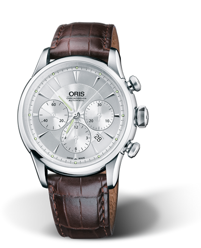 Artelier Chronograph, 43.50mm, Grey, Leather Strap, Stainless steel crown and pushers, Multi-piece stainless steel case