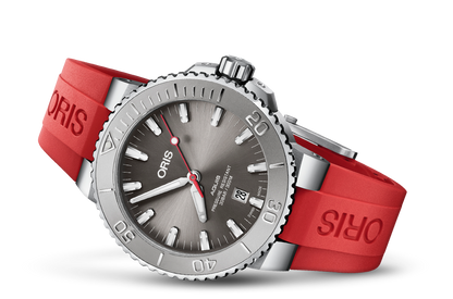 Aquis Date Relief, Grey, Rubber Strap