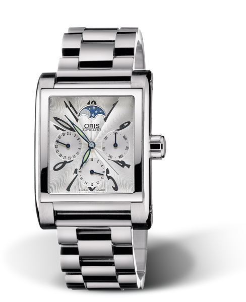 Rectangular Complication 2002, 33.50 x 45.50mm, Grey, Stainless steel Strap, Stainless steel crown, Multi-piece stainless steel case