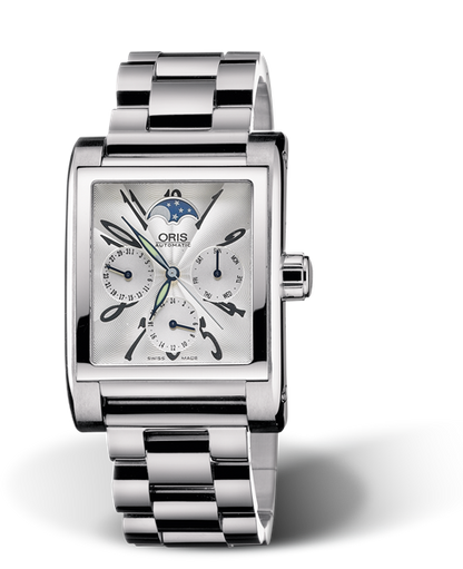 Rectangular Complication 2002, 33.50 x 45.50mm, Grey, Stainless steel Strap, Stainless steel crown, Multi-piece stainless steel case