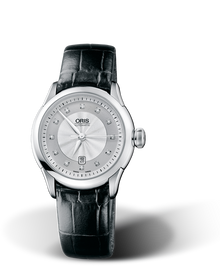 Artelier Date Diamonds, 31mm, Grey, Leather Strap, Stainless steel crown, Multi-piece stainless steel case