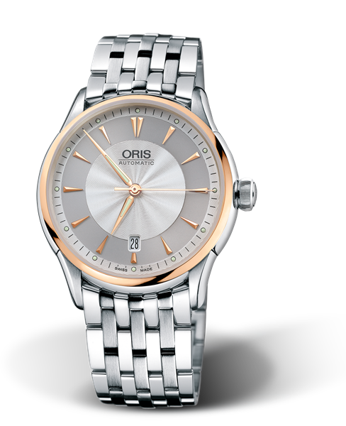 Artelier Date, 40mm, Grey, Stainless steel Strap, Stainless steel crown, Multi-piece stainless steel case, 18K rose gold top ring