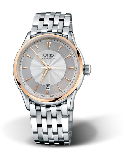 Artelier Date, 40mm, Grey, Stainless steel Strap, Stainless steel crown, Multi-piece stainless steel case, 18K rose gold top ring