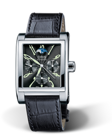 Rectangular Complication 2002, 33.50 x 45.50mm, Black, Leather Strap, Stainless steel crown, Multi-piece stainless steel case