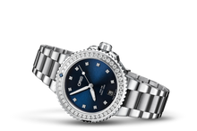 Aquis Date Diamonds, Blue, Stainless steel Strap