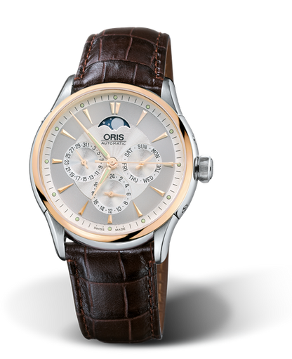 Artelier Complication 2007, 40mm, Grey, Leather Strap, Stainless steel crown, Multi-piece stainless steel case, 18K rose gold top ring