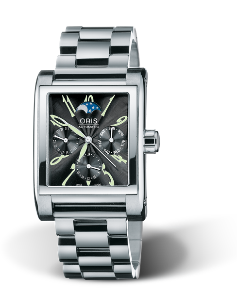 Rectangular Complication 2002, 33.50 x 45.50mm, Black, Stainless steel Strap, Stainless steel crown, Multi-piece stainless steel case