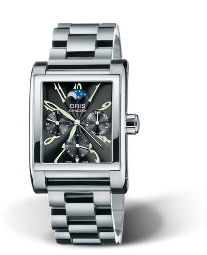 Rectangular Complication 2002, 33.50 x 45.50mm, Black, Stainless steel Strap, Stainless steel crown, Multi-piece stainless steel case