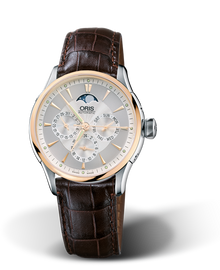 Artelier Complication 2007, 35mm, Grey, Leather Strap, Stainless steel crown, Multi-piece stainless steel case, 18K rose gold top ring