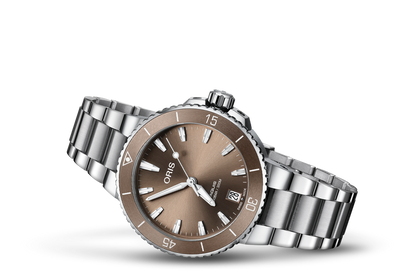 Aquis Date, Brown, Stainless steel Strap