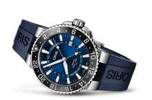 Aquis GMT Date, Blue, Rubber Strap