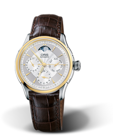 Artelier Complication 2007, 35mm, Grey, Leather Strap, Stainless steel crown, Multi-piece stainless steel case, yellow gold PVD plated top ring