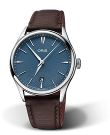 Artelier Date, 40mm, Blue, Leather Strap, Stainless steel crown, Multi-piece stainless steel case