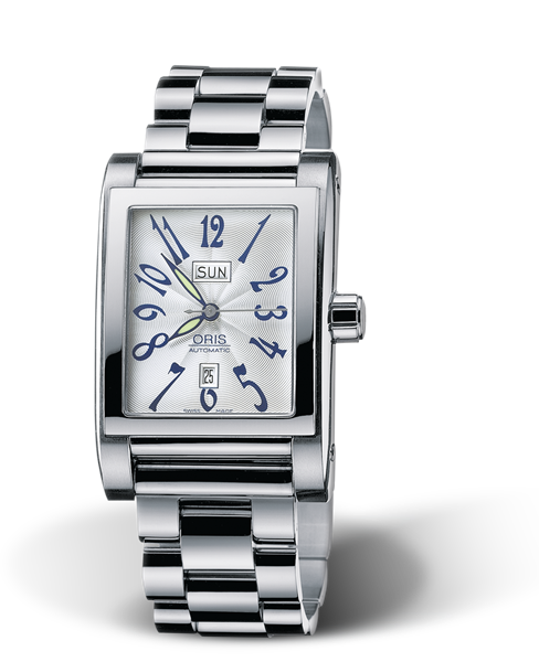 Rectangular Day Date, 30.00 x 44mm, Grey, Stainless steel Strap, Stainless steel crown, Multi-piece stainless steel case