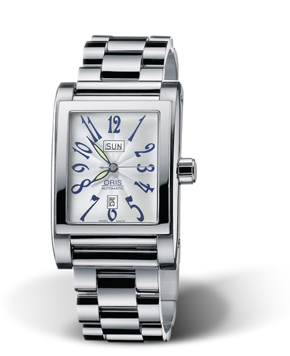Rectangular Day Date, 30.00 x 44mm, Grey, Stainless steel Strap, Stainless steel crown, Multi-piece stainless steel case