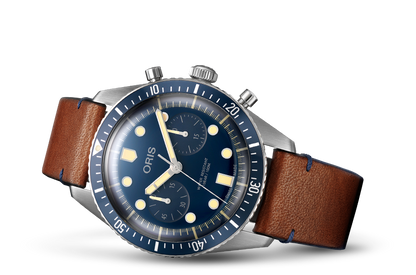 Divers Sixty-Five Chronograph Bucherer Blue Editions, Blue, Leather Strap
