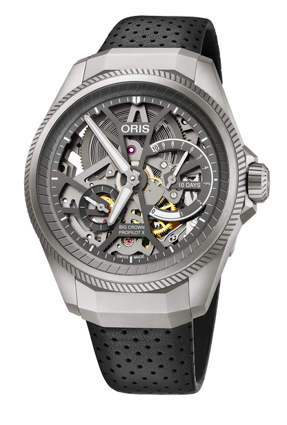 ProPilot X Calibre 115, 44.00 mm, Grey, Leather Strap, Titanium screw-in security crown, Multi-piece titanium case