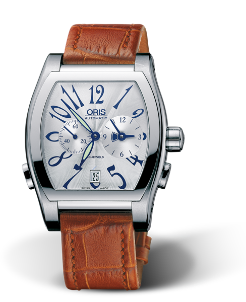 Tonneau Worldtimer, 38.50 x 48.30 mm, Grey, Leather Strap, Stainless steel crown and pushers, Multi-piece stainless steel case
