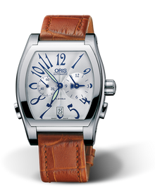 Tonneau Worldtimer, 38.50 x 48.30 mm, Grey, Leather Strap, Stainless steel crown and pushers, Multi-piece stainless steel case