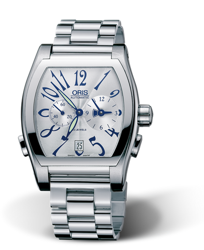 Tonneau Worldtimer, 38.50 x 48.30 mm, Grey, Stainless steel Strap, Stainless steel crown and pushers, Multi-piece stainless steel case