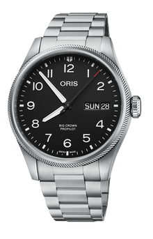 Big Crown ProPilot Big Day Date, 44mm, Black, Stainless steel Strap, Stainless steel screw-in security crown, Multi-piece stainless steel case