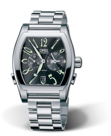 Tonneau Worldtimer, 38.50 x 48.30 mm, Black, Stainless steel Strap, Stainless steel crown and pushers, Multi-piece stainless steel case