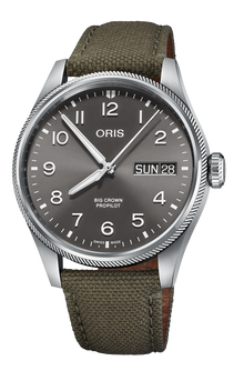 Big Crown ProPilot Big Day Date, 44mm, Grey, Textile Strap, Stainless steel screw-in security crown, Multi-piece stainless steel case