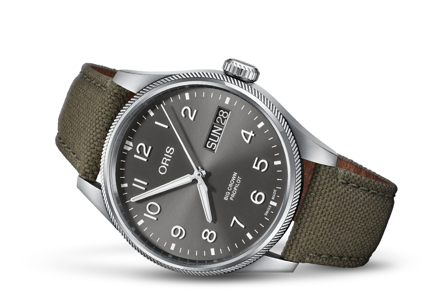 Big Crown ProPilot Big Day Date, Grey, Textile Strap
