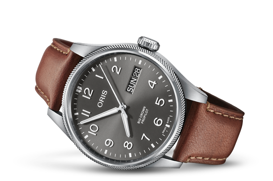 Big Crown ProPilot Big Day Date, Grey, Leather Strap