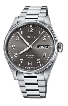 Big Crown ProPilot Big Day Date, 44mm, Grey, Stainless steel Strap, Stainless steel screw-in security crown, Multi-piece stainless steel case