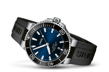 Aquis Date, Blue, Rubber Strap